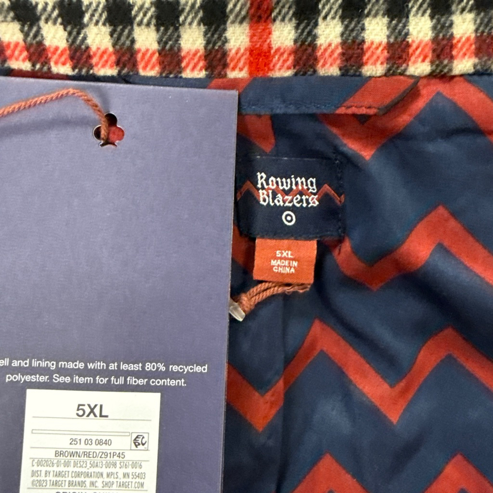 Target x Rowing Blazers Lightweight Jacket 5XL Black Red Gingham - Picture 7 of 7